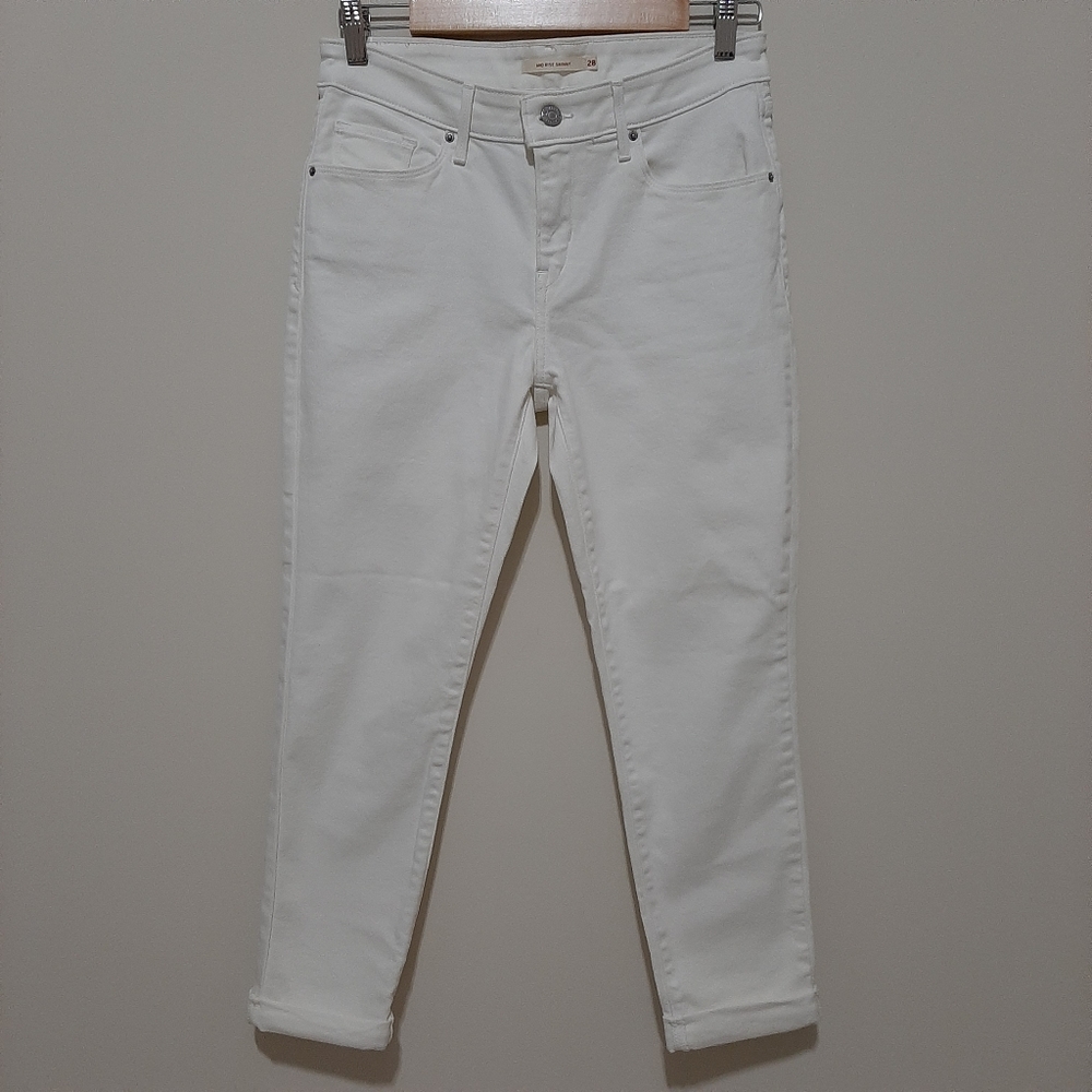 Levi's Mid-rise Skinny Cropped White Jeans Size 28